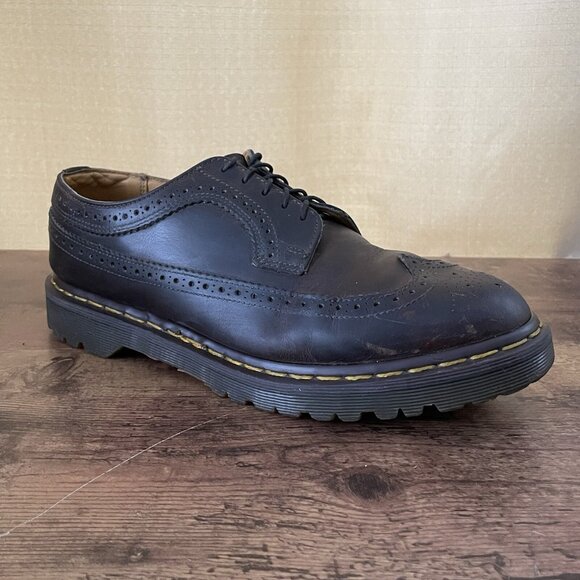 Vintage Dr Martens Mens Oxford Shoe US 11 Brown Leather Wingtip Made in England main image 5